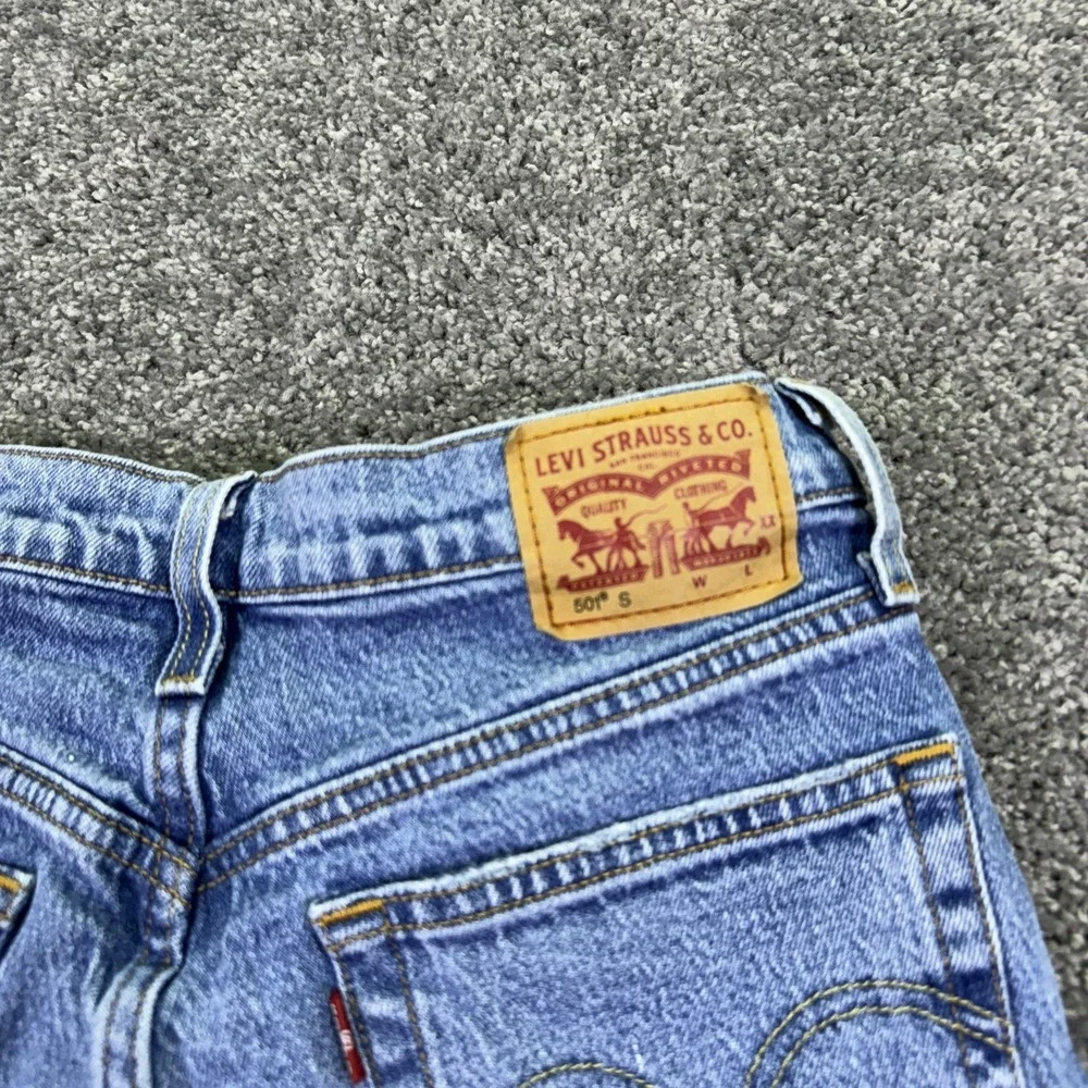Levis Shorts Womens 27 Blue 501 High Rise Denim Cutoff Frayed Casual Summer